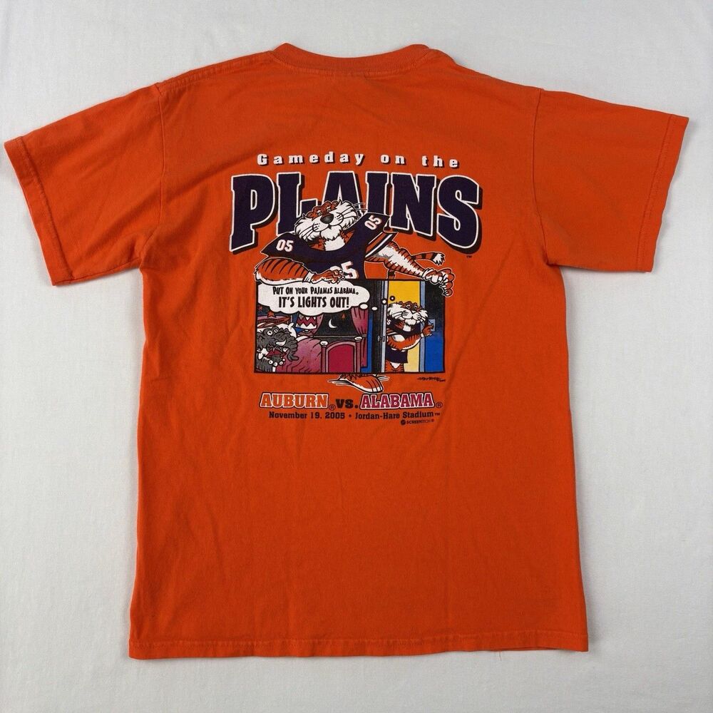 Auburn Tigers 2005 Alabama “Lights Out” Aubie T-Shirt Jordan-Hare Size S Vintage - Picture 1 of 5